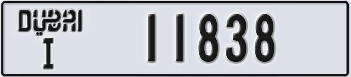 UAE License Plate Dubai I 11838
