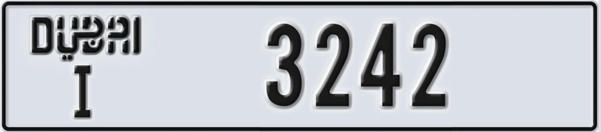 UAE License Plate Dubai I 3242