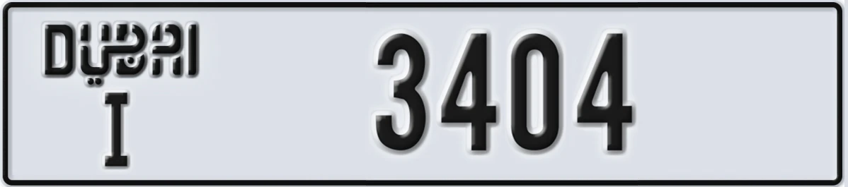 UAE License Plate Dubai I 3404