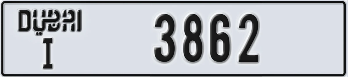UAE License Plate Dubai I 3862