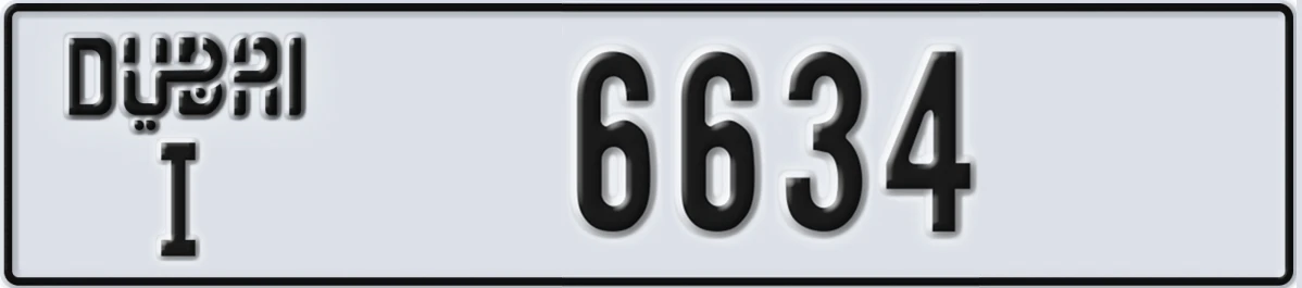 UAE License Plate Dubai I 6634