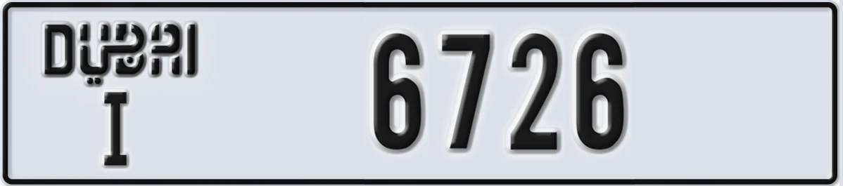 UAE License Plate Dubai I 6726
