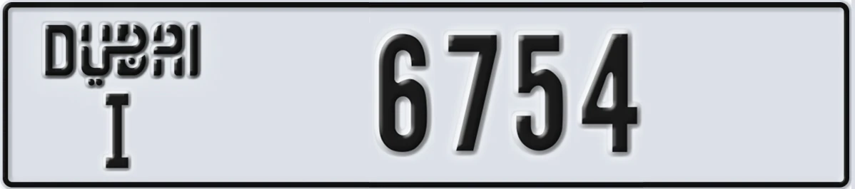 UAE License Plate Dubai I 6754