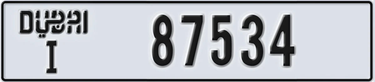 UAE License Plate Dubai I 87534