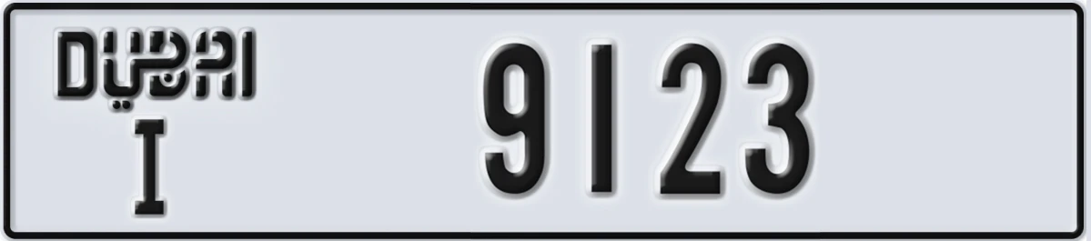 UAE License Plate Dubai I 9123