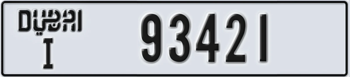 UAE License Plate Dubai I 93421