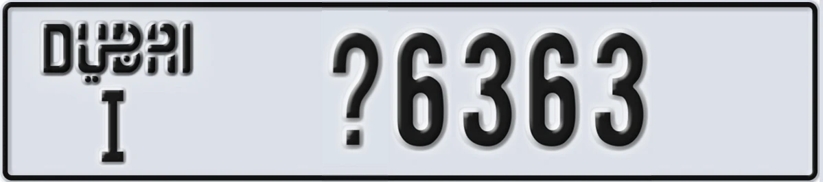 UAE License Plate Dubai I X6363