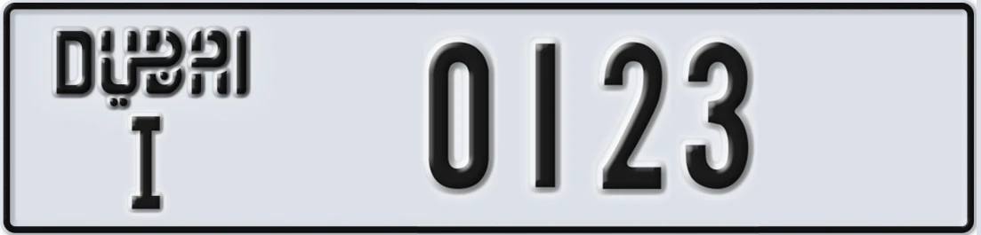 UAE License Plate Dubai I X0123