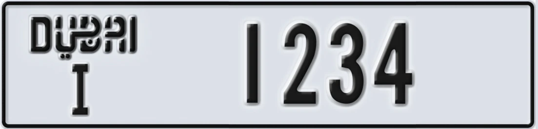 UAE License Plate Dubai I X1234