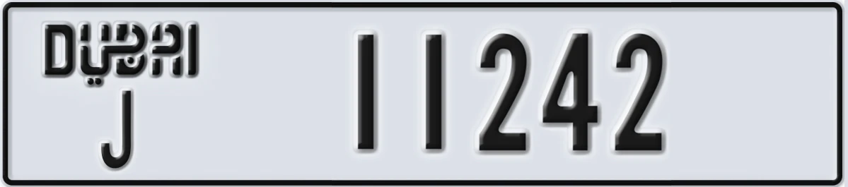 UAE License Plate Dubai J 11242