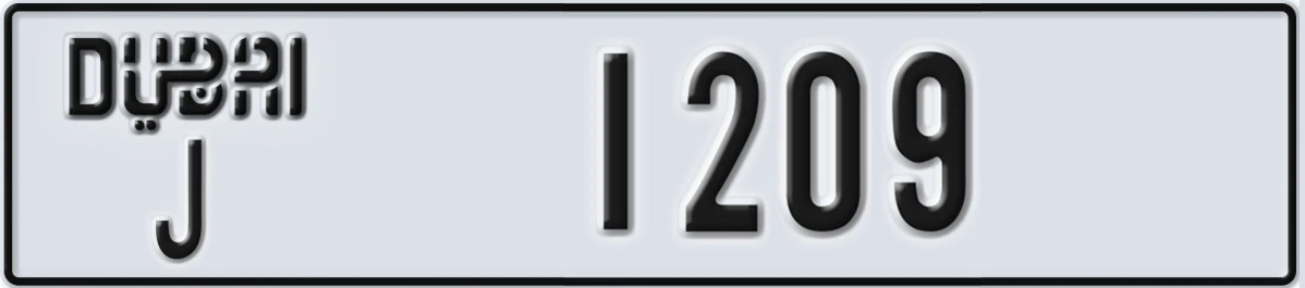 UAE License Plate Dubai J 1209