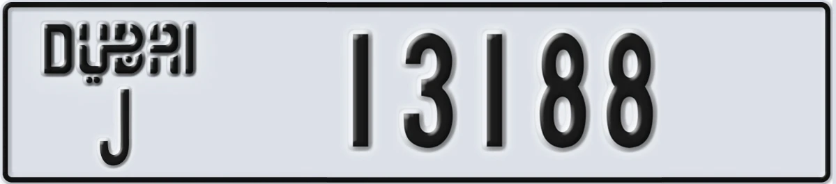 UAE License Plate Dubai J 13188