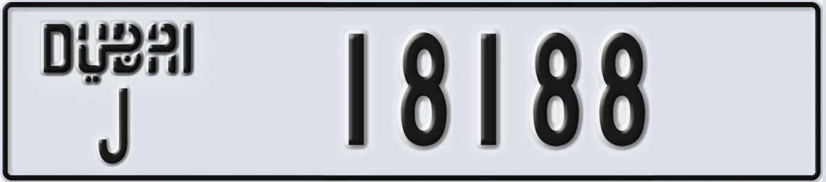 UAE License Plate Dubai J 18188