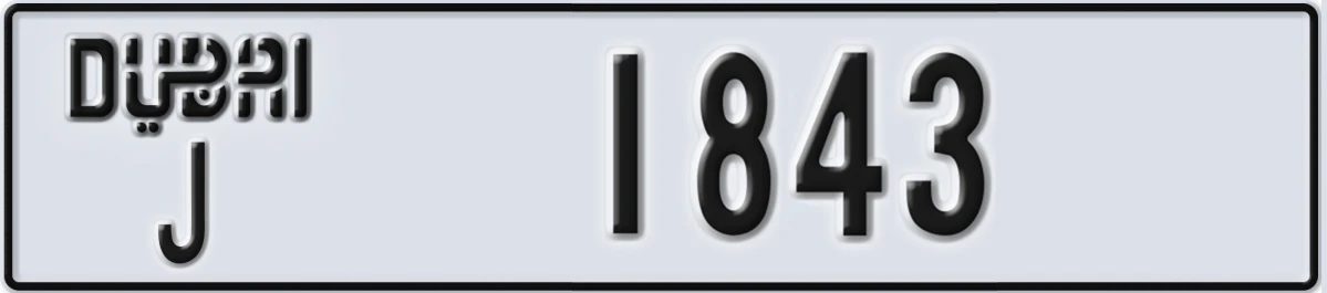 UAE License Plate Dubai J 1843