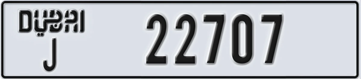 UAE License Plate Dubai J 22707