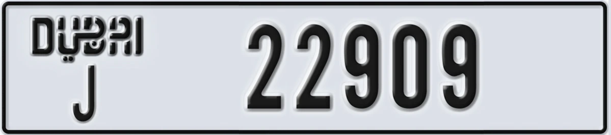 UAE License Plate Dubai J 22909