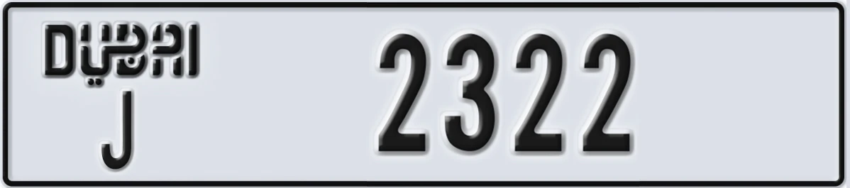 UAE License Plate Dubai J 2322