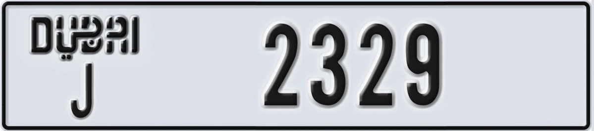 UAE License Plate Dubai J 2329