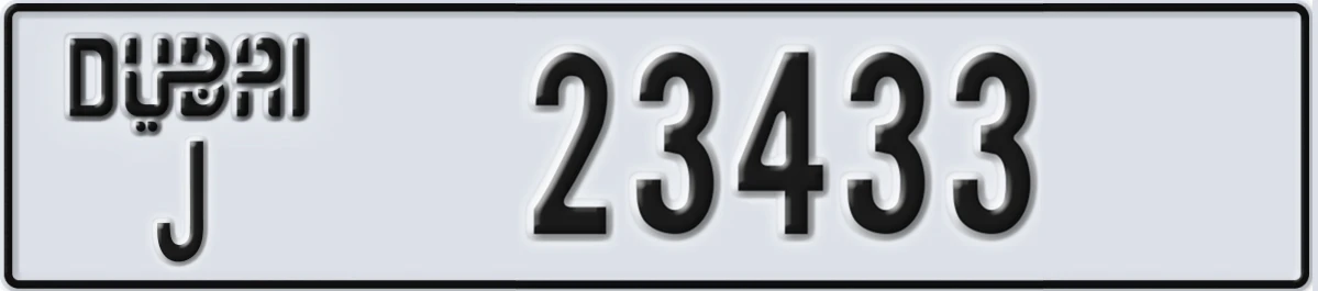 UAE License Plate Dubai J 23433