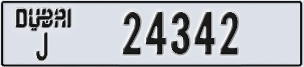 UAE License Plate Dubai J 24342