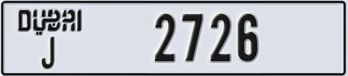 UAE License Plate Dubai J 2726