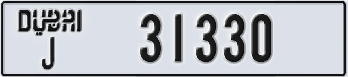 UAE License Plate Dubai J 31330