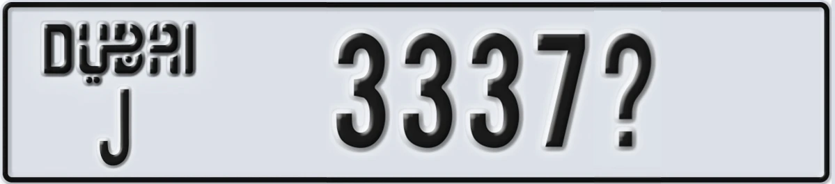 UAE License Plate Dubai J 3337X