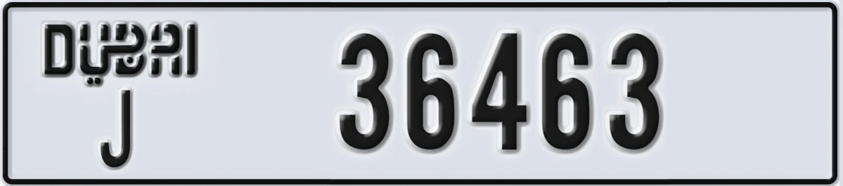 UAE License Plate Dubai J 36463