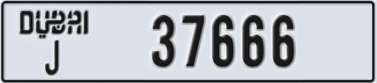 UAE License Plate Dubai J 37666