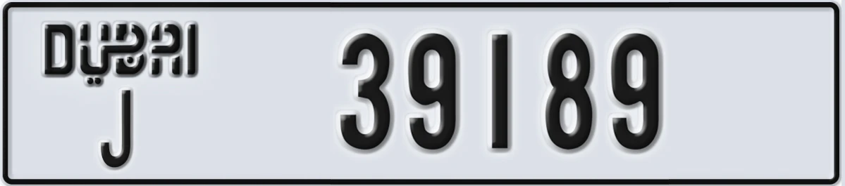 UAE License Plate Dubai J 39189
