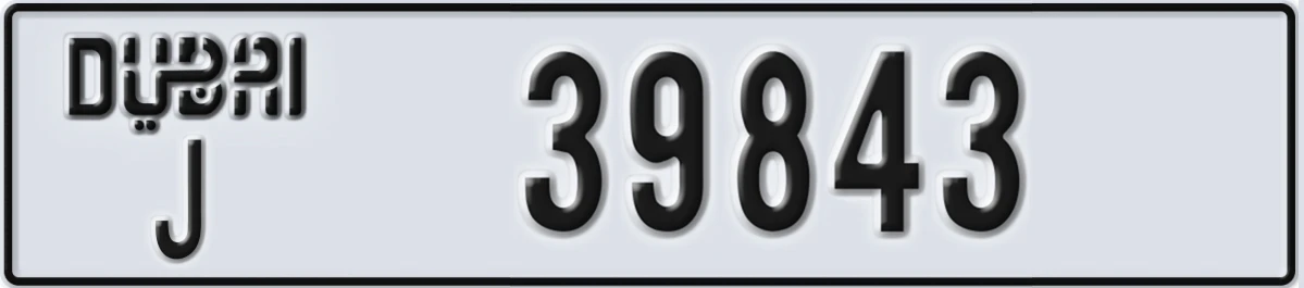 UAE License Plate Dubai J 39843