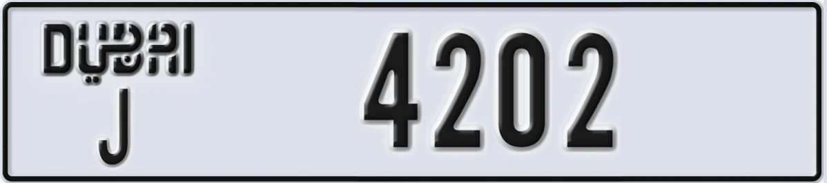 UAE License Plate Dubai J 4202