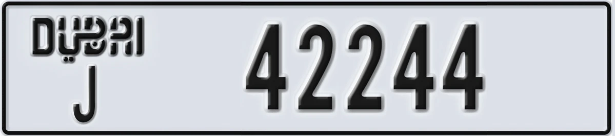 UAE License Plate Dubai J 42244