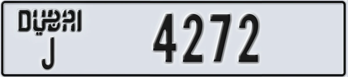 UAE License Plate Dubai J 4272