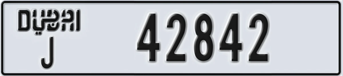 UAE License Plate Dubai J 42842