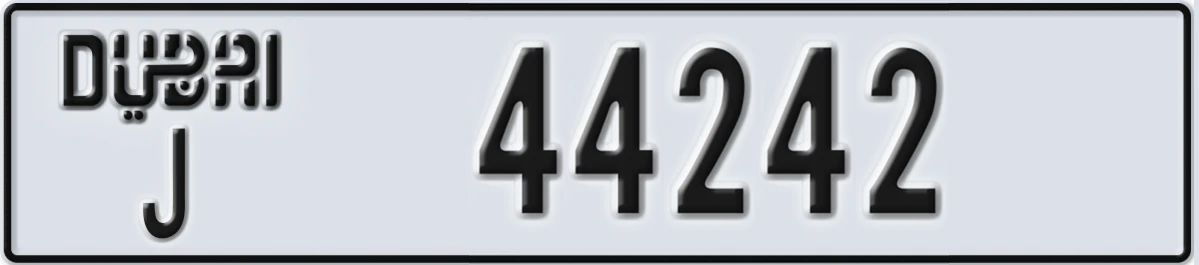 UAE License Plate Dubai J 44242