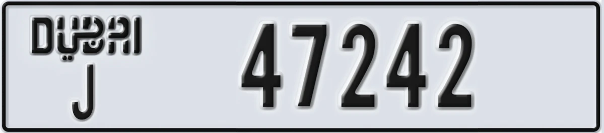 UAE License Plate Dubai J 47242