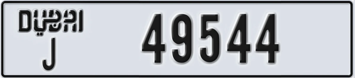 UAE License Plate Dubai J 49544