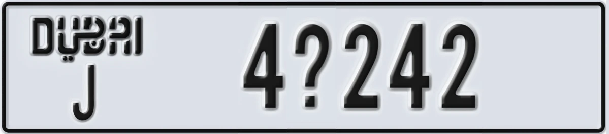 UAE License Plate Dubai J 4X242