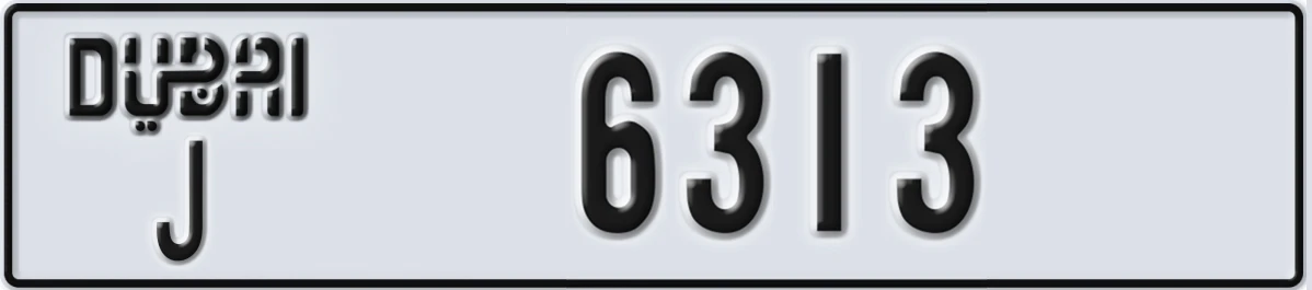 UAE License Plate Dubai J 6313