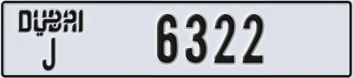 UAE License Plate Dubai J 6322