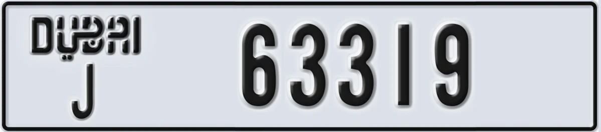 UAE License Plate Dubai J 63319