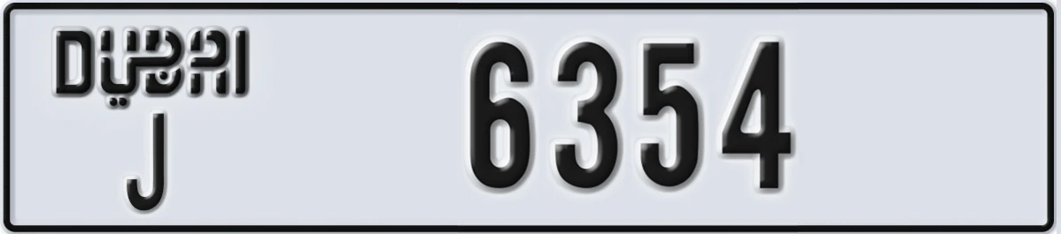 UAE License Plate Dubai J 6354