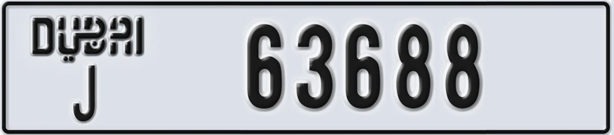 UAE License Plate Dubai J 63688