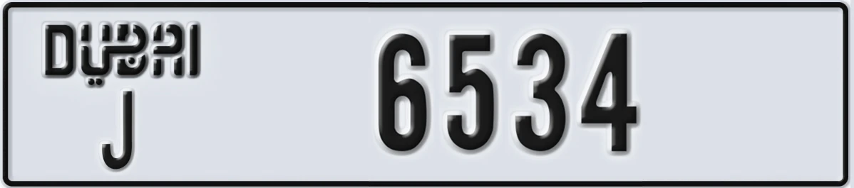 UAE License Plate Dubai J 6534