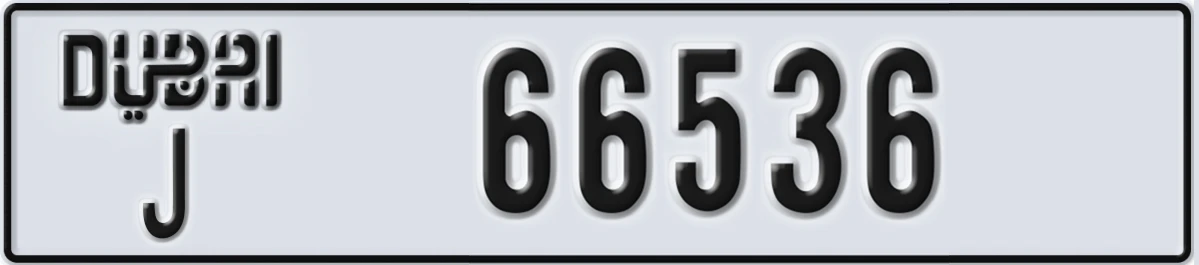 UAE License Plate Dubai J 66536