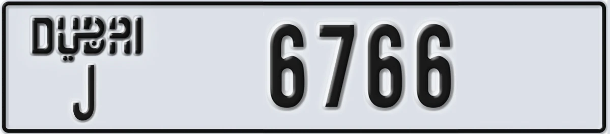 UAE License Plate Dubai J 6766