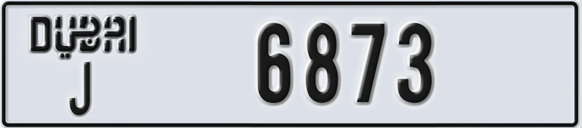 UAE License Plate Dubai J 6873