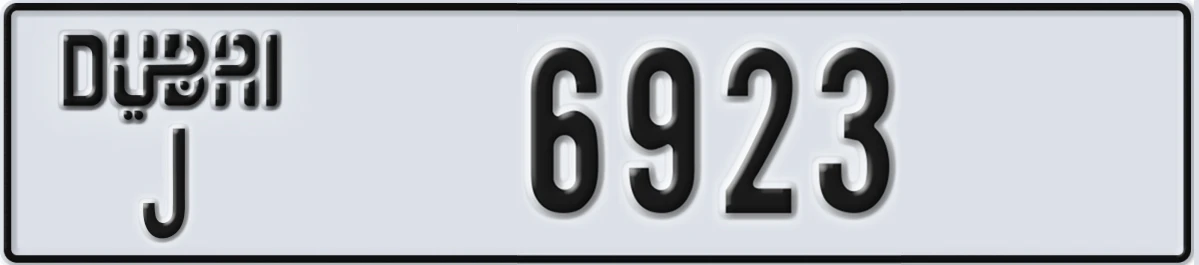 UAE License Plate Dubai J 6923