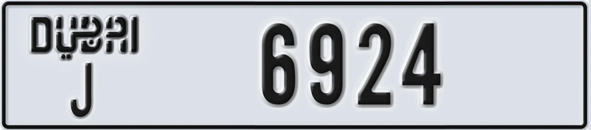 UAE License Plate Dubai J 6924